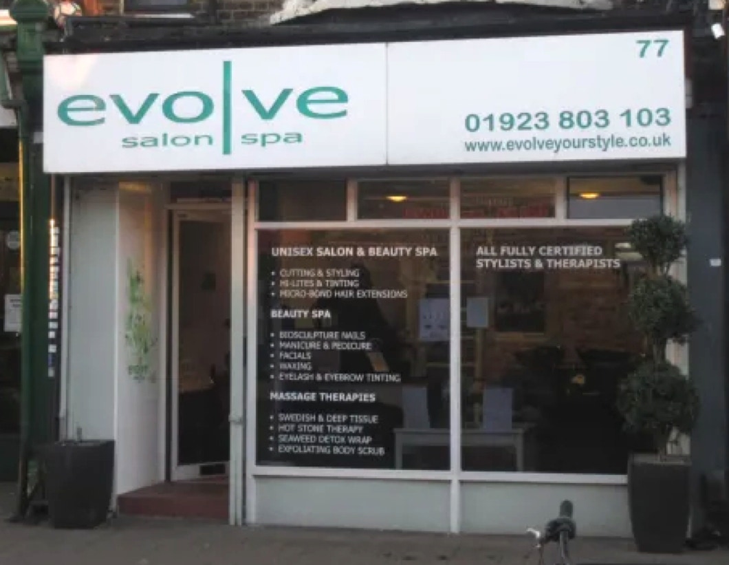 evolve salon & spa based in Watford - shop front